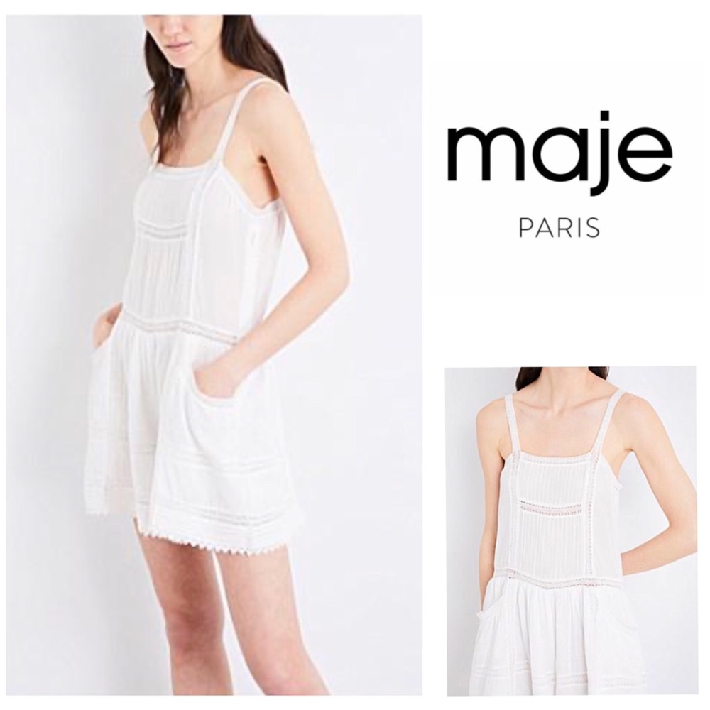 Maje White Sleeveless Romper